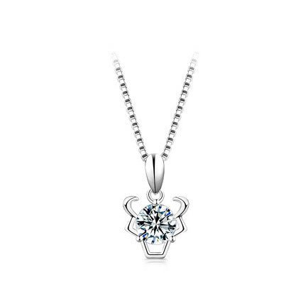 Fortune Lotus 12 Constellation Pendant 925 Silver 1 Karat Moissanite Twelve Constellations Necklace Female – Necklace for tags