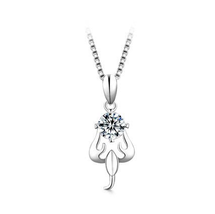 Fortune Lotus 12 Constellation Pendant 925 Silver 1 Karat Moissanite Twelve Constellations Necklace Female – Necklace for tags
