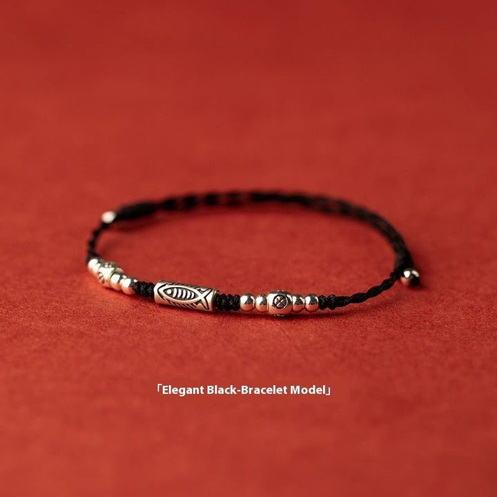 Fortune Lotus 925 Silver Lucky Koi Braided Red Rope Bracelet – Bracelet for tags