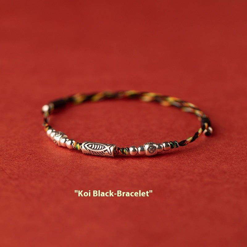 Fortune Lotus 925 Silver Lucky Koi Braided Red Rope Bracelet – Bracelet for tags