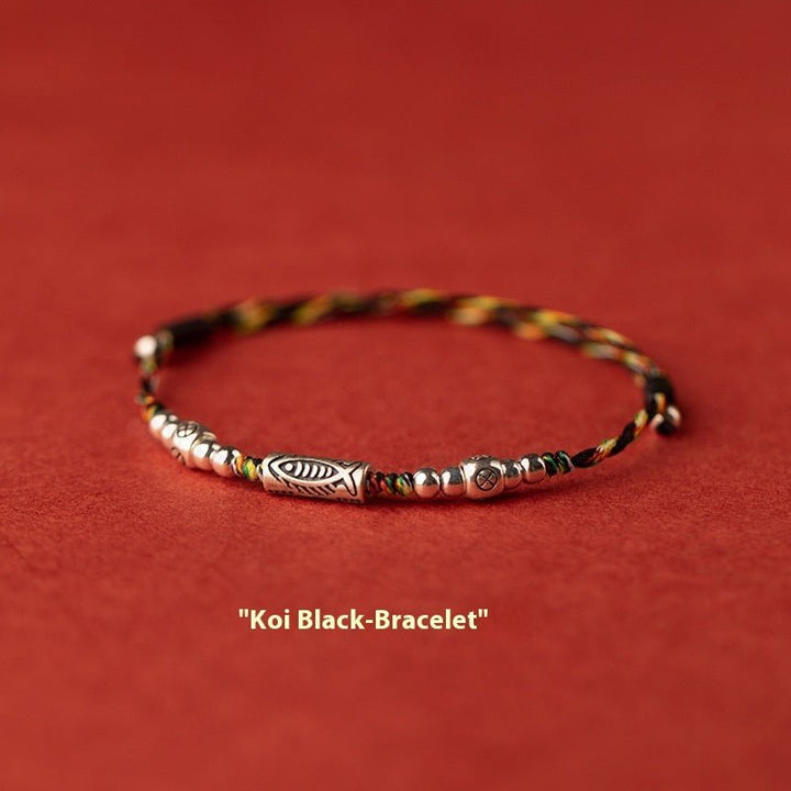 Fortune Lotus 925 Silver Lucky Koi Braided Red Rope Bracelet – Bracelet for tags