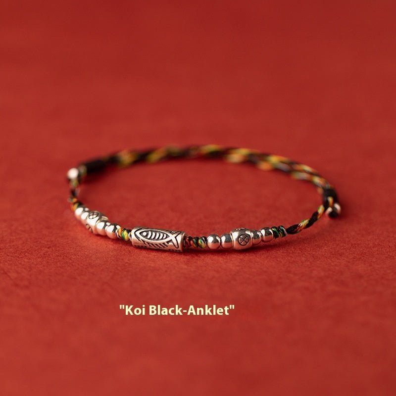 Fortune Lotus 925 Silver Lucky Koi Braided Red Rope Bracelet – Bracelet for tags