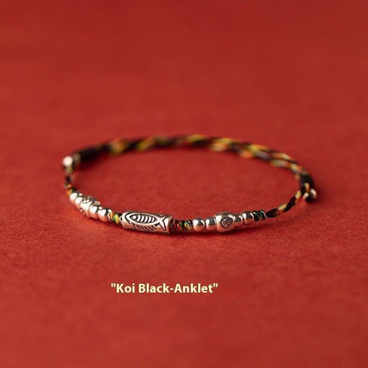 Fortune Lotus 925 Silver Lucky Koi Braided Red Rope Bracelet – Bracelet for tags