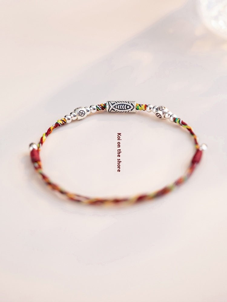 Fortune Lotus 925 Silver Lucky Koi Braided Red Rope Bracelet – Bracelet for tags