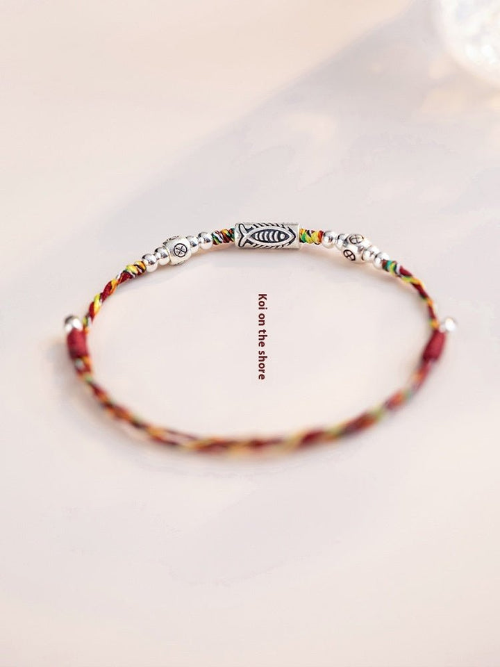 Fortune Lotus 925 Silver Lucky Koi Braided Red Rope Bracelet – Bracelet for tags