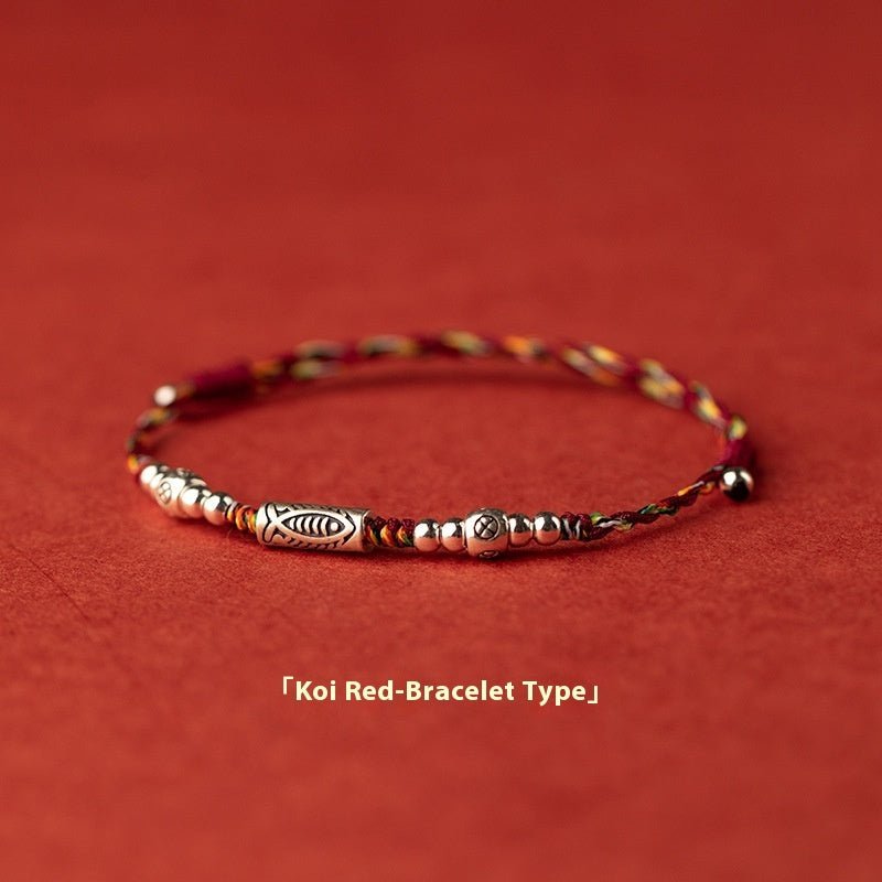 Fortune Lotus 925 Silver Lucky Koi Braided Red Rope Bracelet – Bracelet for tags