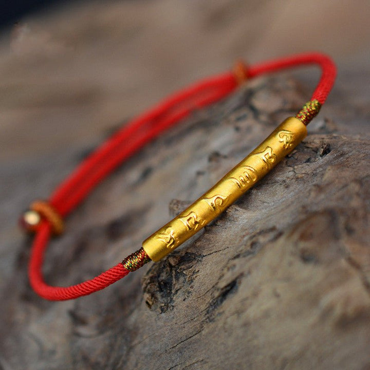 Fortune Lotus 999 Pure Silver Gold Six - Character Mantra Red String Bracelet — Protection &amp; Good Fortune – Bracelet for tags