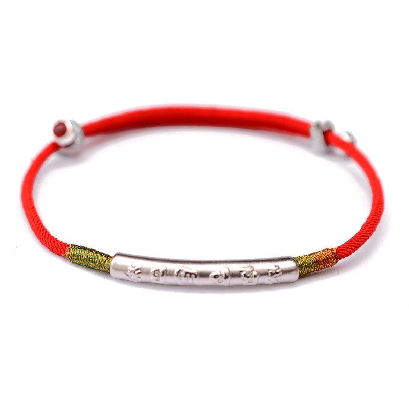 Fortune Lotus 999 Pure Silver Gold Six - Character Mantra Red String Bracelet — Protection &amp; Good Fortune – Bracelet for tags