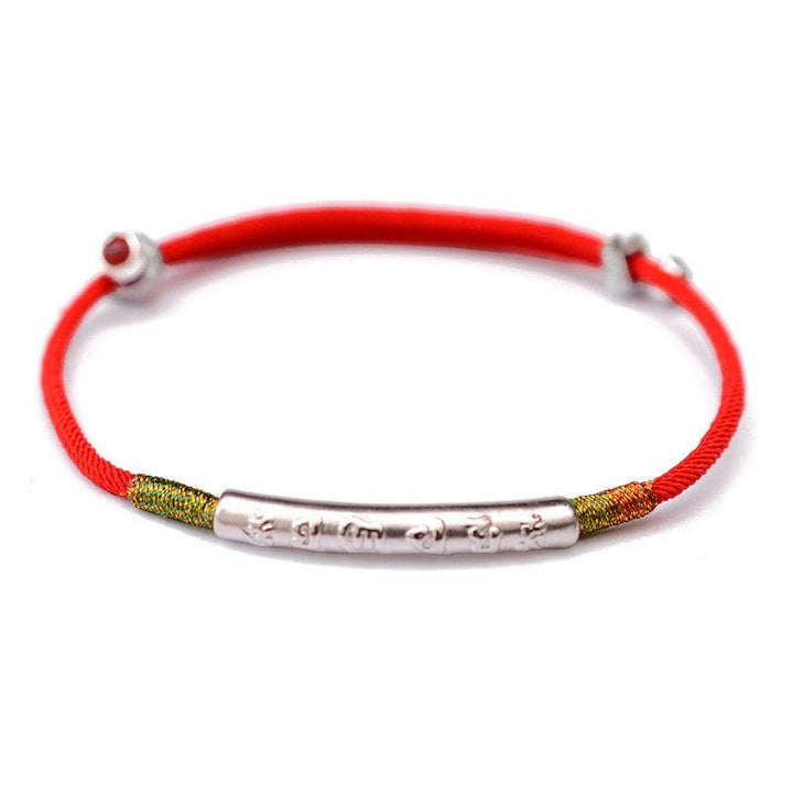 Fortune Lotus 999 Pure Silver Gold Six - Character Mantra Red String Bracelet — Protection &amp; Good Fortune – Bracelet for tags
