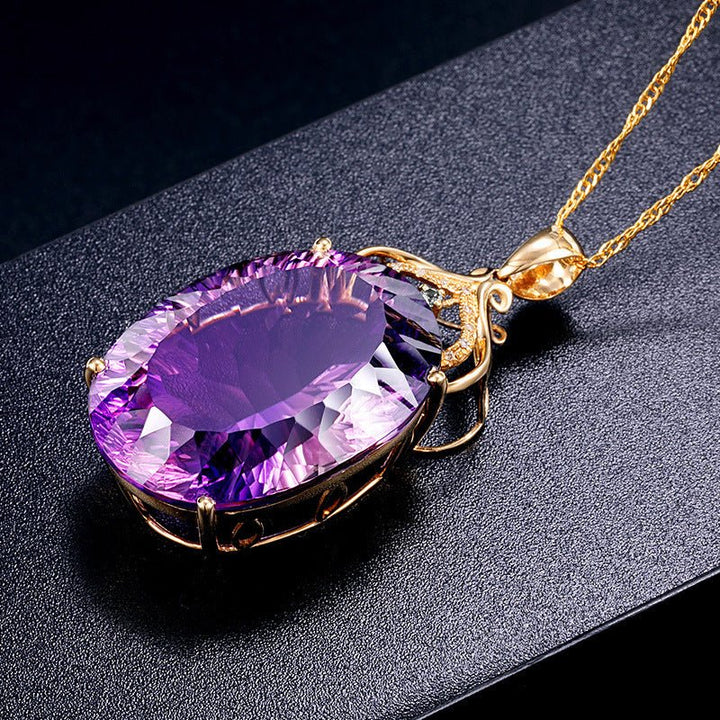 Fortune Lotus Amethyst Pendant Amethyst Sweater Chain – Bracelet for tags
