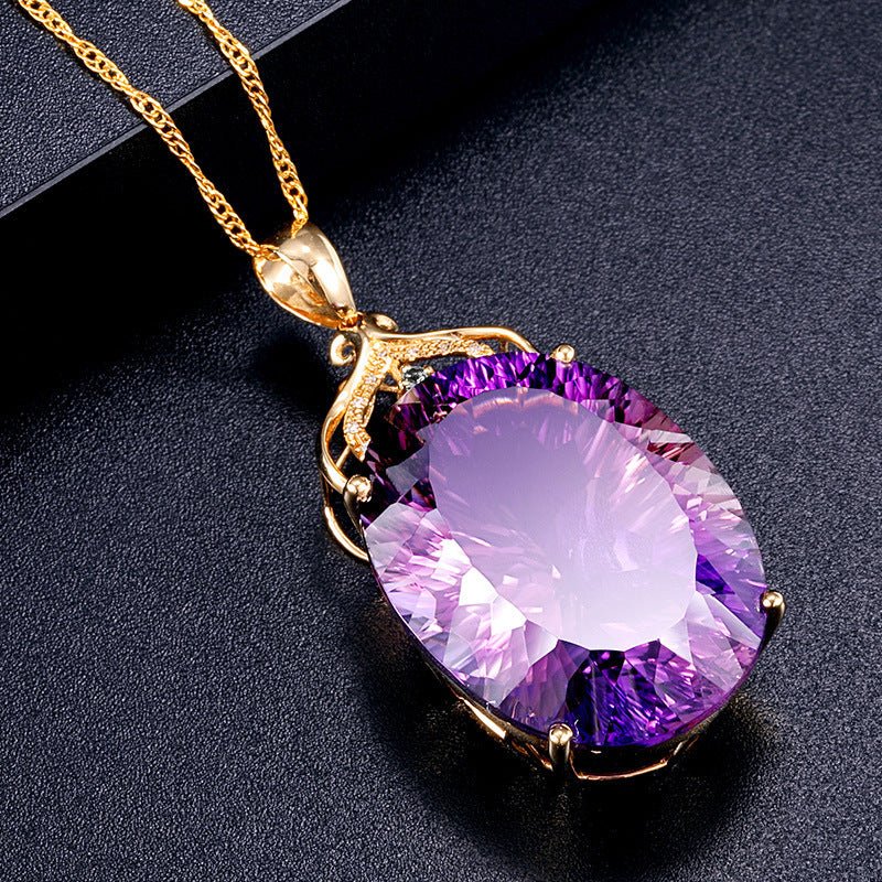 Fortune Lotus Amethyst Pendant Amethyst Sweater Chain – Bracelet for tags