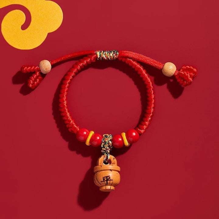Fortune Lotus Baby Red Rope Bracelet with Pig Pendant – Mahogany &amp; Auditory Ossicle Talisman for Protection – Bracelet for tags