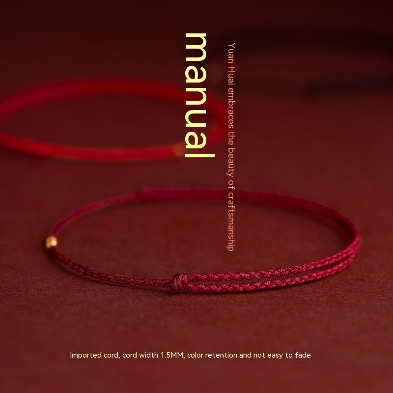 Fortune Lotus Braided Rope Bracelet with Small Beads – Handmade Red, Black, or Wine Rope Talisman – Bracelet for tags