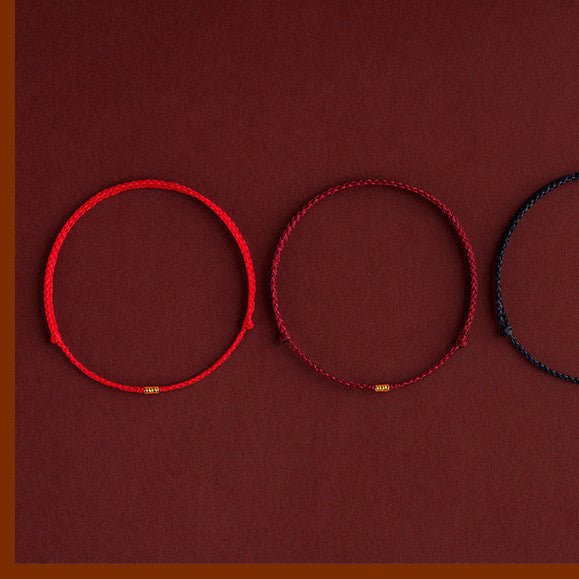 Fortune Lotus Braided Rope Bracelet with Small Beads – Handmade Red, Black, or Wine Rope Talisman – Bracelet for tags