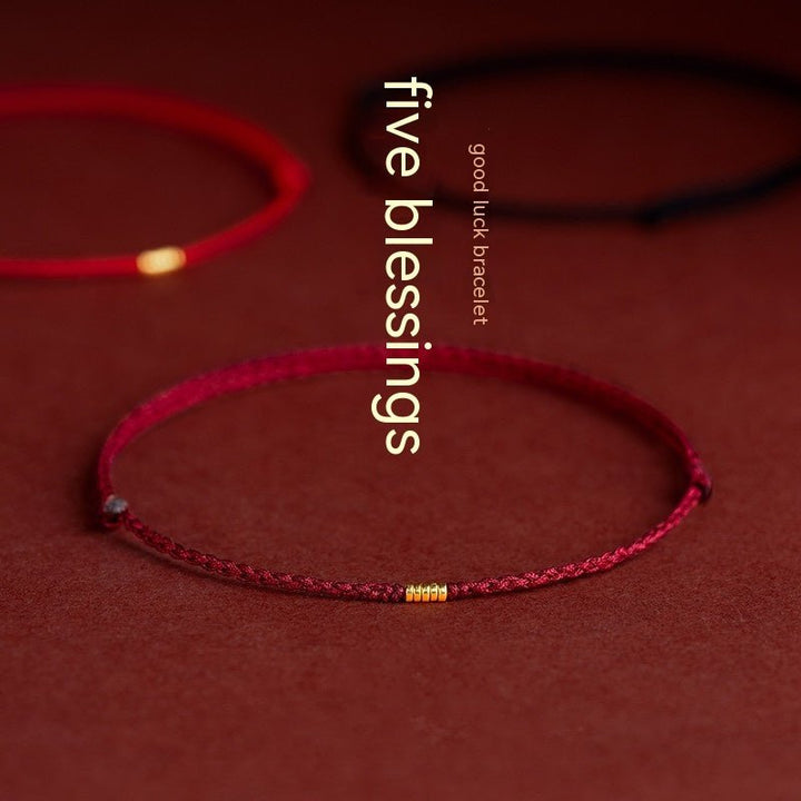 Fortune Lotus Braided Rope Bracelet with Small Beads – Handmade Red, Black, or Wine Rope Talisman – Bracelet for tags