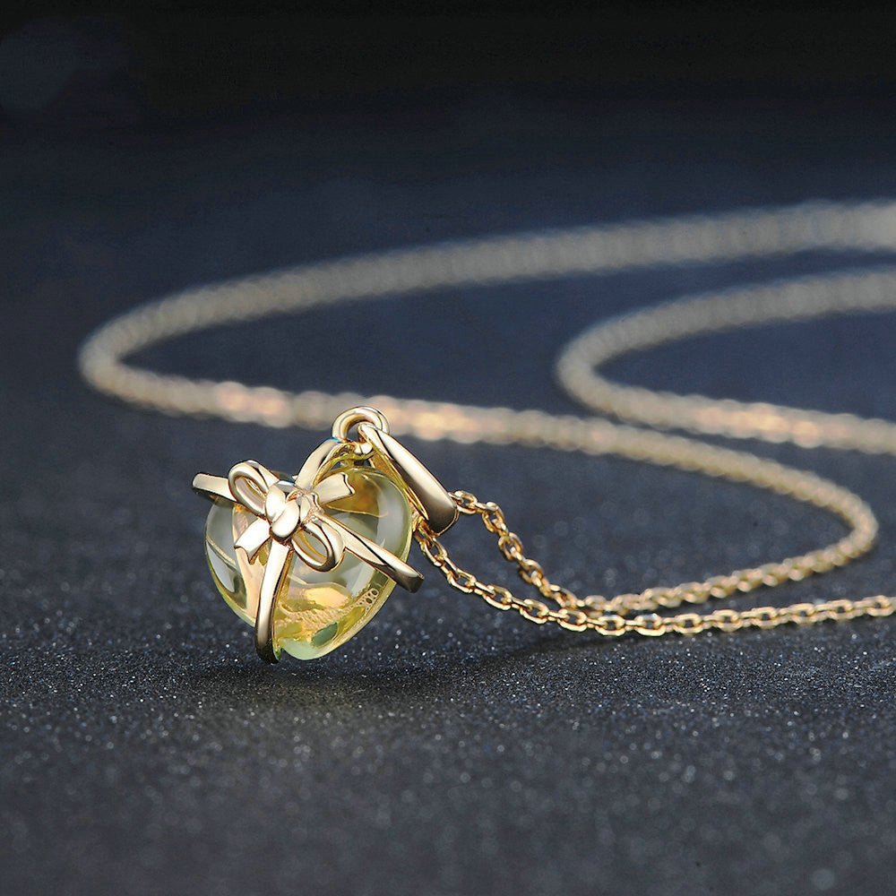 Fortune Lotus Citrine bow necklace – Necklace for tags