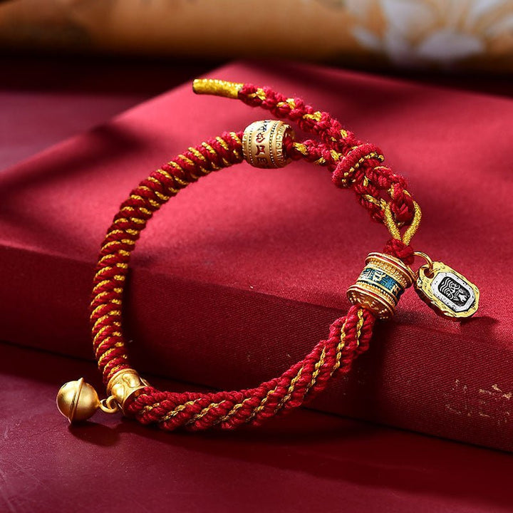 Fortune Lotus Corn Knot Pattern Rope Bracelet – Handmade Talisman for Protection &amp; Blessings – Bracelet for tags