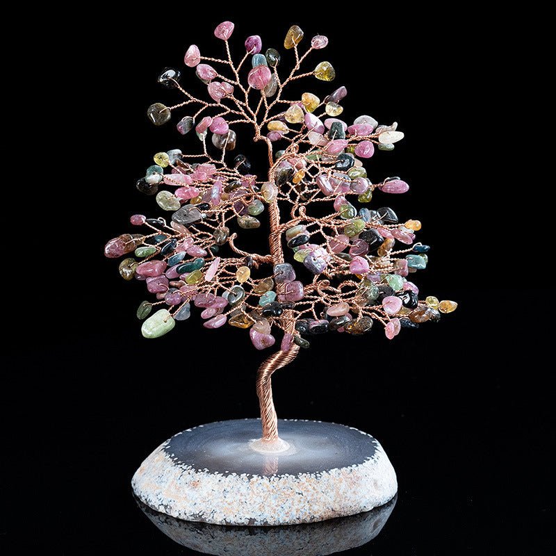 Fortune Lotus Crystal Lucky Tree – Agate Handmade Fortune Tree for Prosperity &amp; Balance – Lucky tree for tags