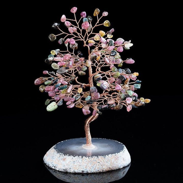 Fortune Lotus Crystal Lucky Tree – Agate Handmade Fortune Tree for Prosperity &amp; Balance – Lucky tree for tags