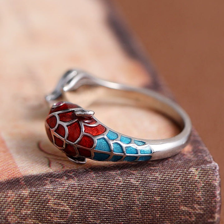 Fortune Lotus Enamel Open Silver Ring – Artistry, Grace &amp; Balance – Rings for tags