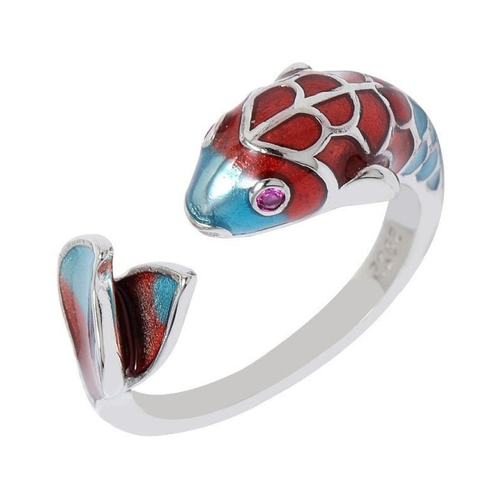 Fortune Lotus Enamel Open Silver Ring – Artistry, Grace &amp; Balance – Rings for tags