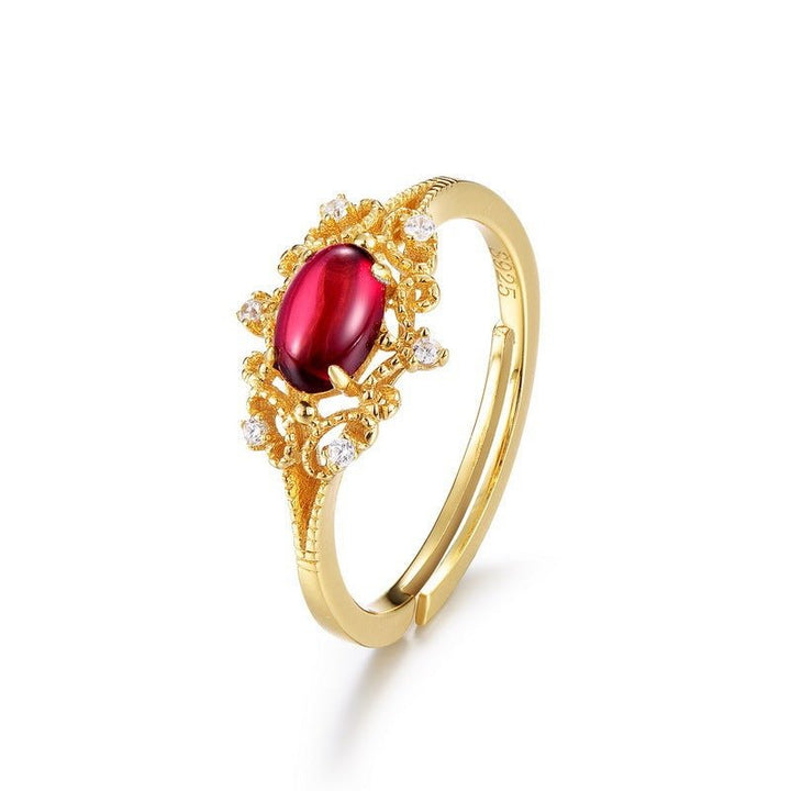 Fortune Lotus Garnet Radiance Ring – Passion, Strength &amp; Renewal – Rings for tags