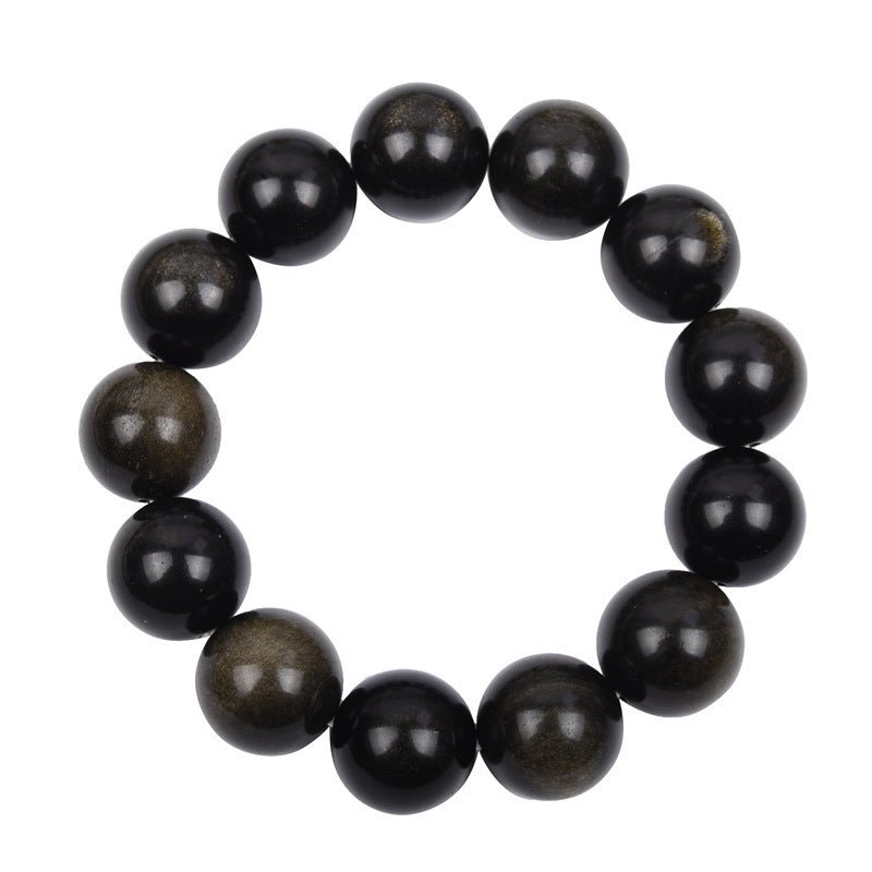 Fortune Lotus Gold Obsidian Bracelet – Natural Crystal Beads for Protection &amp; Confidence – Bracelet for tags