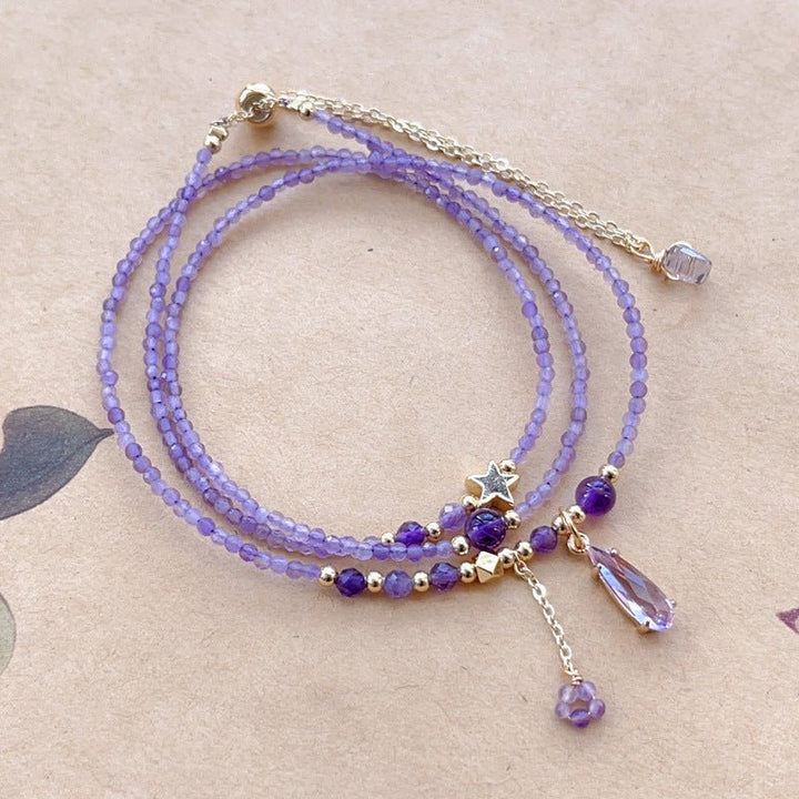 Fortune Lotus Natural Amethyst Multi - Layer Bracelet – Twin Wrap Design for Intuition &amp; Calm – Bracelet for tags