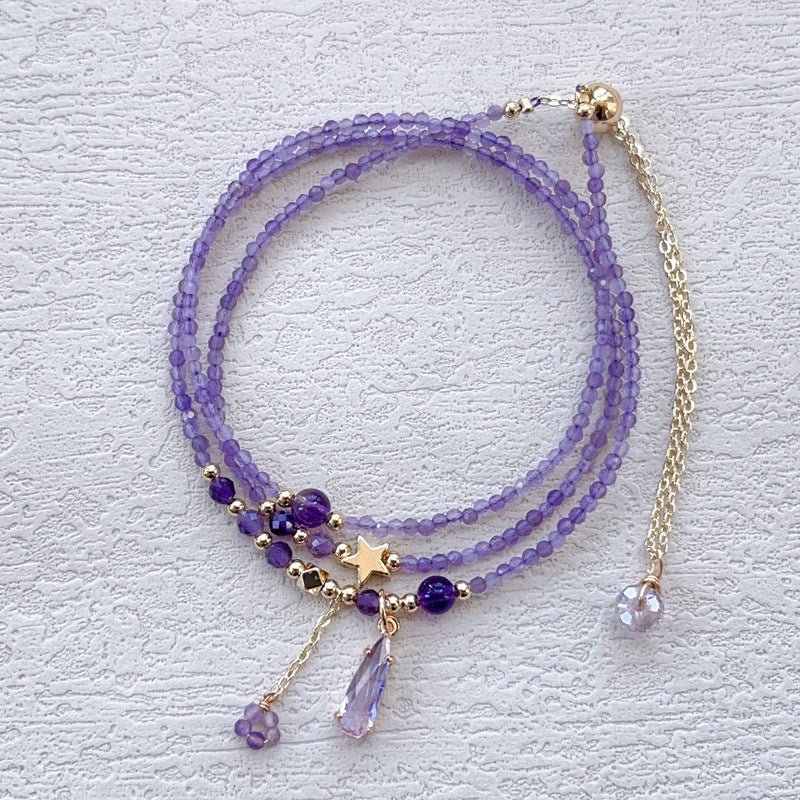 Fortune Lotus Natural Amethyst Multi - Layer Bracelet – Twin Wrap Design for Intuition &amp; Calm – Bracelet for tags