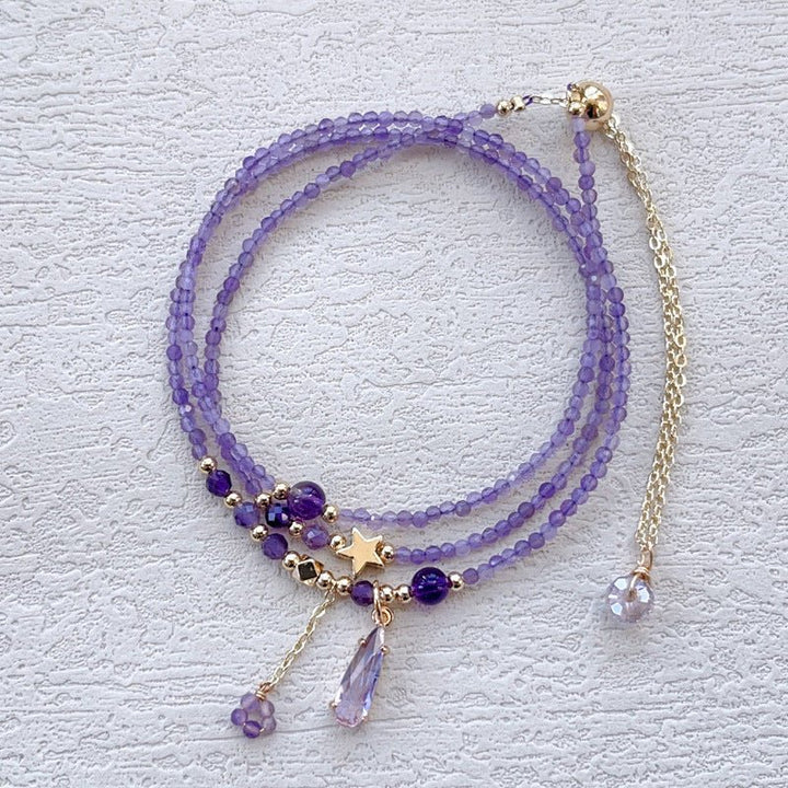 Fortune Lotus Natural Amethyst Multi - Layer Bracelet – Twin Wrap Design for Intuition &amp; Calm – Bracelet for tags
