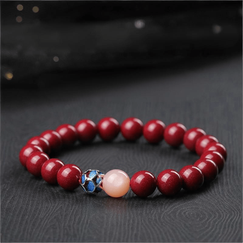 Fortune Lotus Natural Cinnabar and Sunstone Lotus Bracelet – Pure Heart Energy Jewelry for Vitality &amp; Spiritual Growth – Bracelet for tags