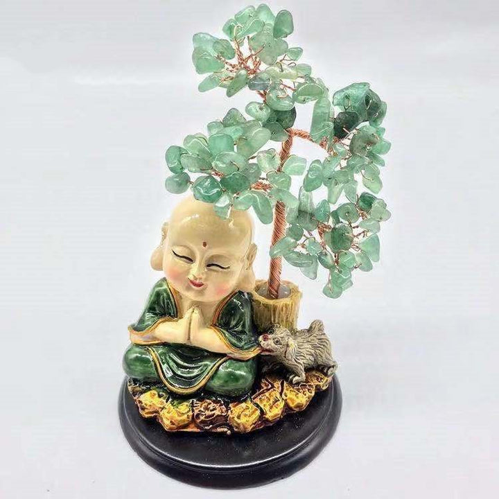 Fortune Lotus Natural Crystal Lucky Tree – Handmade Energy Gemstone Decoration for Home &amp; Office – Bracelet for tags