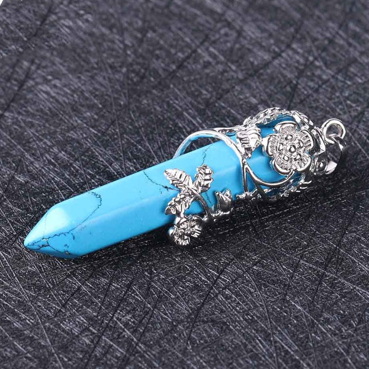 Fortune Lotus Natural Crystal Semi - Precious Stone Pendant Necklace – Energy Point with Dragon Motif – Necklace for tags