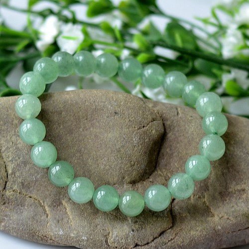 Fortune Lotus Natural Green Aventurine Bracelet – Polished Round Beads – Bracelet for tags