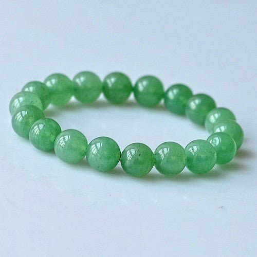 Fortune Lotus Natural Green Aventurine Bracelet – Polished Round Beads – Bracelet for tags