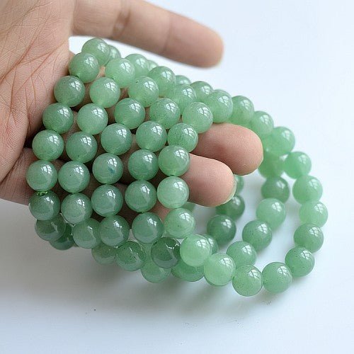 Fortune Lotus Natural Green Aventurine Bracelet – Polished Round Beads – Bracelet for tags