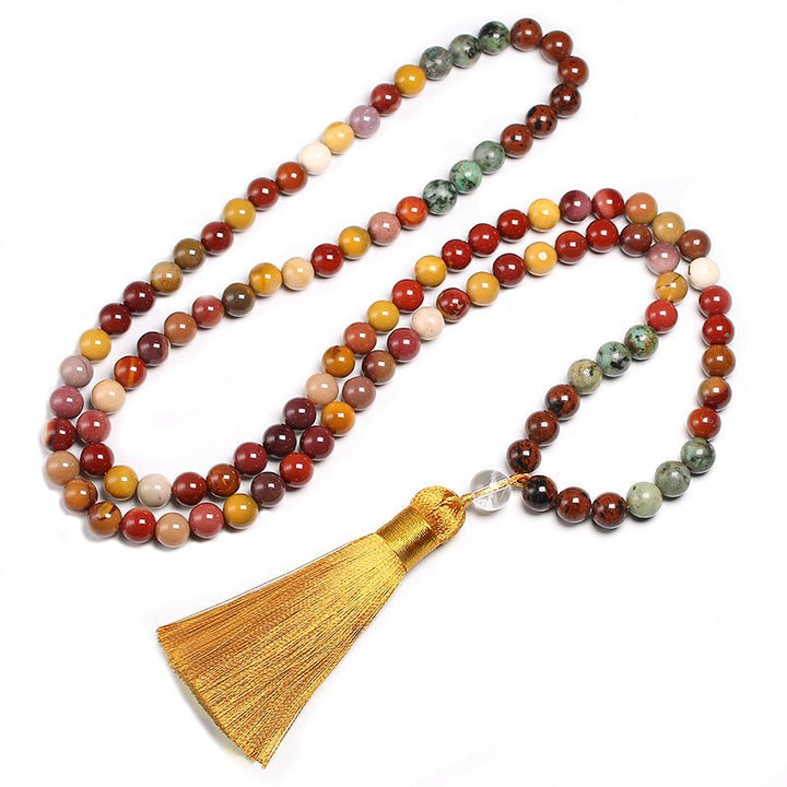 Fortune Lotus Natural Stone 108 Bead Mala Necklace &amp; Bracelet Set – Meditation &amp; Energy Jewelry – Jewelry Set for tags