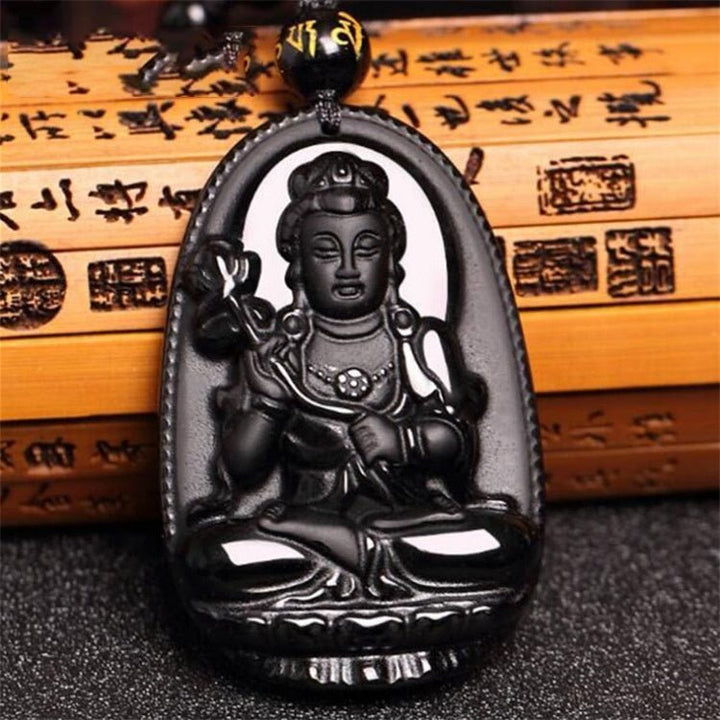 Fortune Lotus Obsidian Buddha Pendant – Natural Crystal Talisman for Protection &amp; Clarity – Bracelet for tags