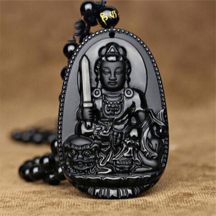 Fortune Lotus Obsidian Buddha Pendant – Natural Crystal Talisman for Protection &amp; Clarity – Bracelet for tags