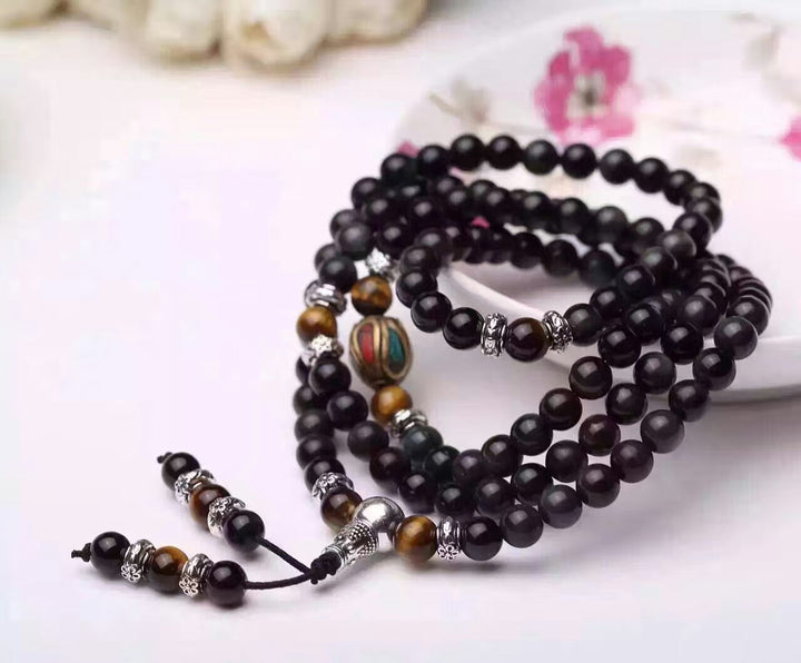 Fortune Lotus Obsidian Couple Beads Bracelet – Matching Crystal Design for Protection &amp; Love – Bracelet for tags
