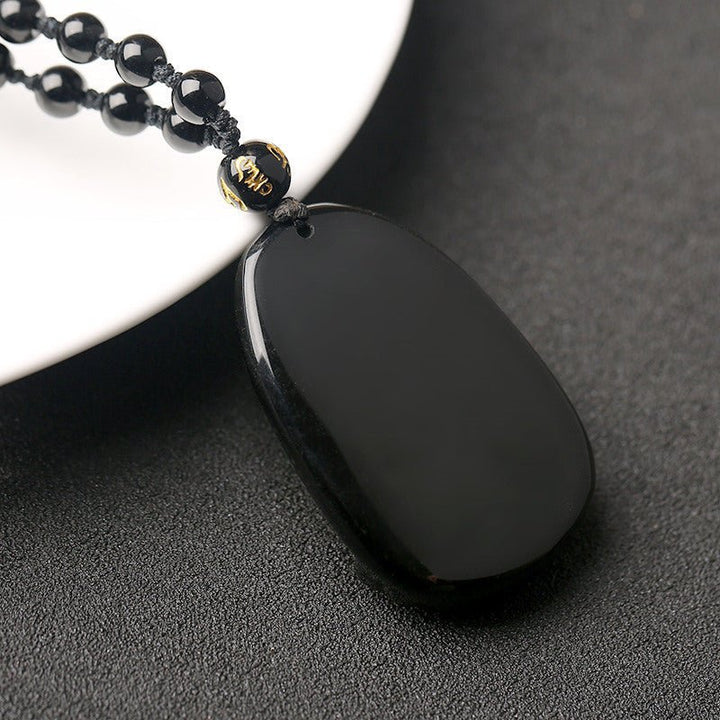 Fortune Lotus Obsidian Patronus Pendant – Natural Crystal Talisman for Protection & Strength – Necklace for tags