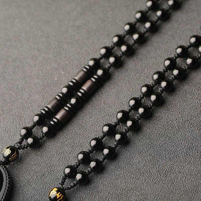 Fortune Lotus Obsidian Patronus Pendant – Natural Crystal Talisman for Protection & Strength – Necklace for tags