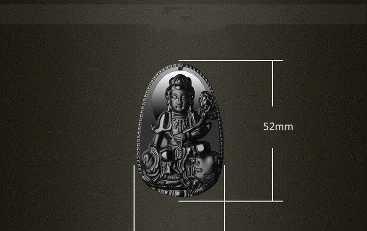 Fortune Lotus Obsidian Patronus Pendant – Natural Crystal Talisman for Protection & Strength – Necklace for tags