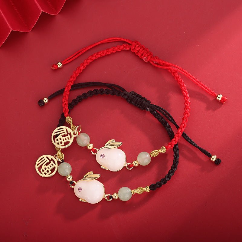 Fortune Lotus Silver - Plated Jade Rabbit Bracelet – Chinese Zodiac Jewelry for Protection &amp; Harmony – Bracelet for tags