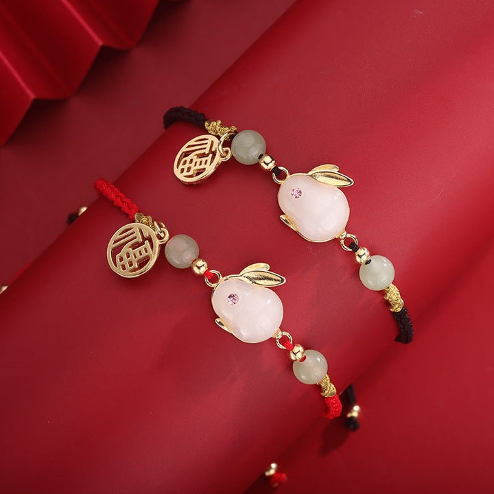 Fortune Lotus Silver - Plated Jade Rabbit Bracelet – Chinese Zodiac Jewelry for Protection &amp; Harmony – Bracelet for tags