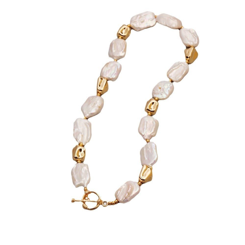 Fortune Lotus Vintage Baroque Pearl Bracelet – Square Pearl Jewelry with Gold Accents – Bracelet for tags