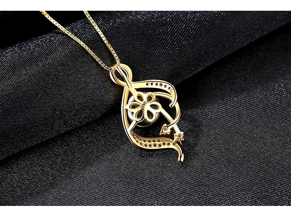 Fortune Lotus Women’s Sterling Silver Freshwater Pearl Pendant Necklace – Necklace for tags