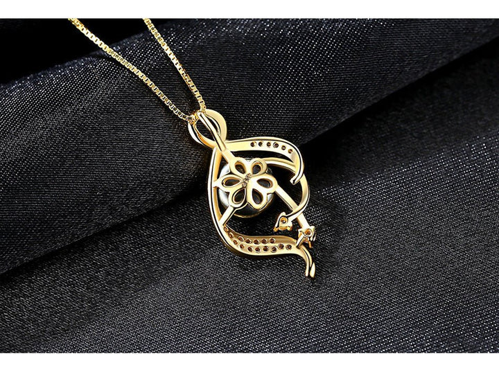 Fortune Lotus Women’s Sterling Silver Freshwater Pearl Pendant Necklace – Necklace for tags