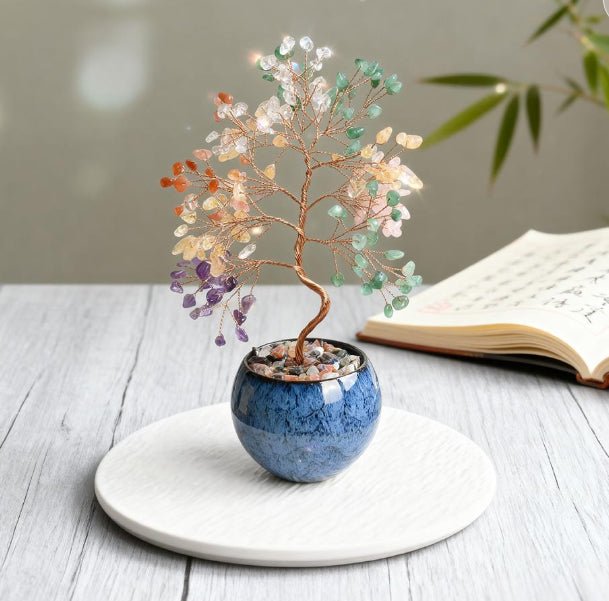 Fortune Lotus Woven Crystal Pachira Macrocarpa – Feng Shui Wealth Tree Ornament for Home &amp; Office – Home Decor for tags