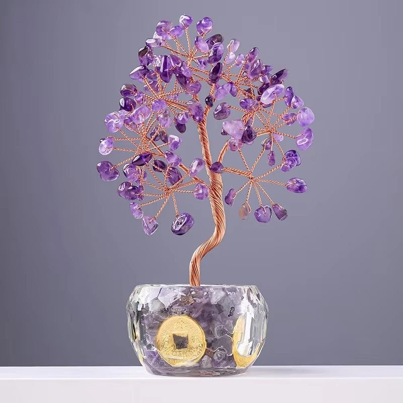 Fortune Lotus Woven Crystal Pachira Macrocarpa – Feng Shui Wealth Tree Ornament for Home &amp; Office – Home Decor for tags